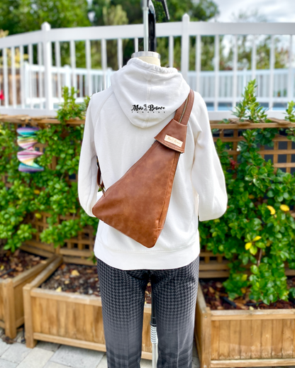 Caramel Faux Leather Conical Convertible Sling/Backpack
