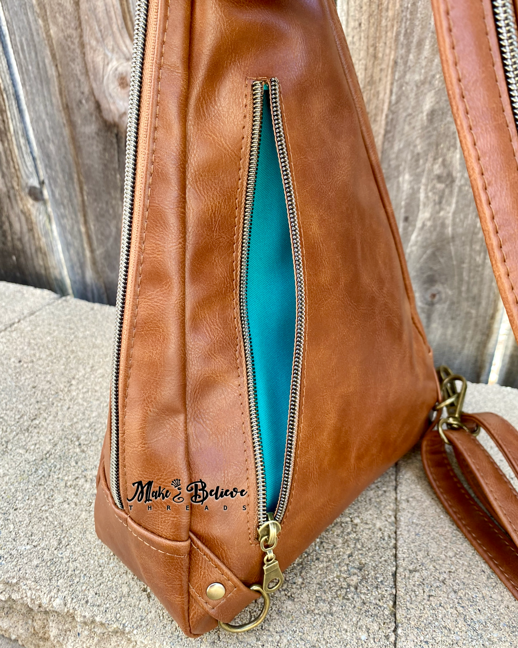 Caramel Faux Leather Conical Convertible Sling/Backpack