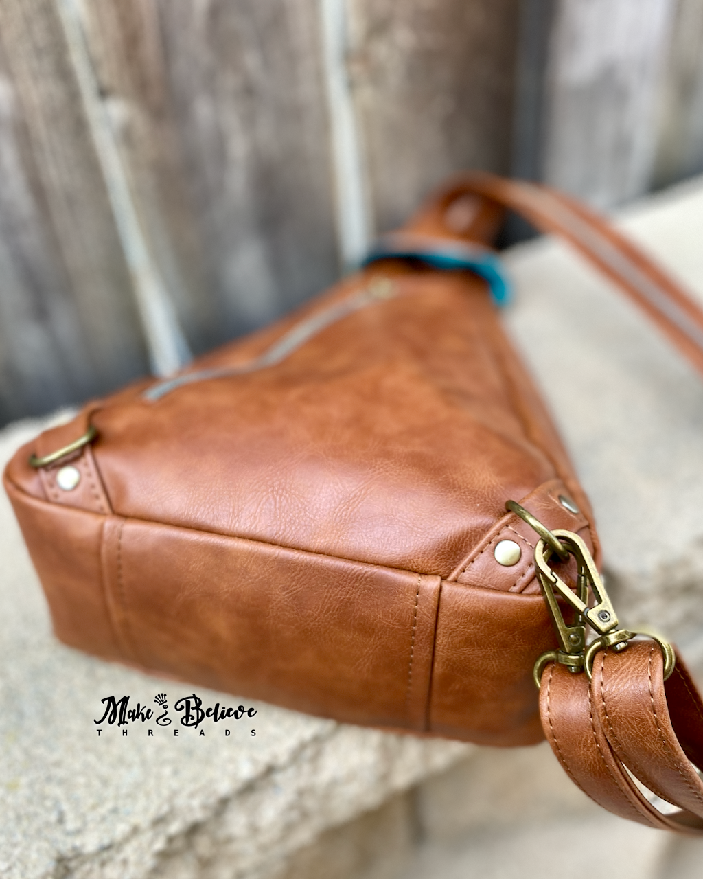 Caramel Faux Leather Conical Convertible Sling/Backpack