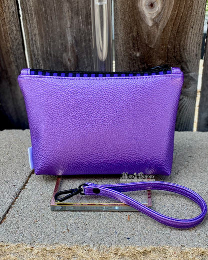 Cartoon Sea Witch Shimmering Purple Pouch with Wristlet Strap