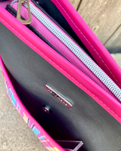 Charcoal Black with Pink Plaid Everyday Crossbody Bag