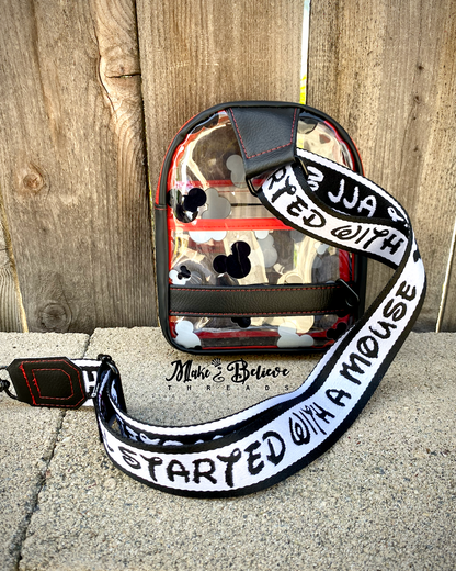 Clear, Red, and Black Mouse Heads Mini Crossbody Sling