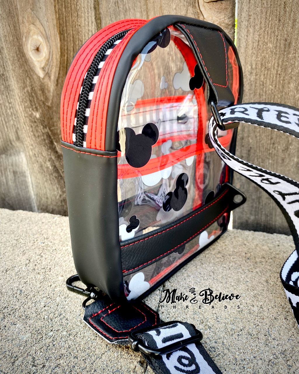 Clear, Red, and Black Mouse Heads Mini Crossbody Sling