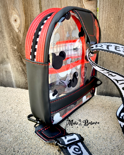 Clear, Red, and Black Mouse Heads Mini Crossbody Sling
