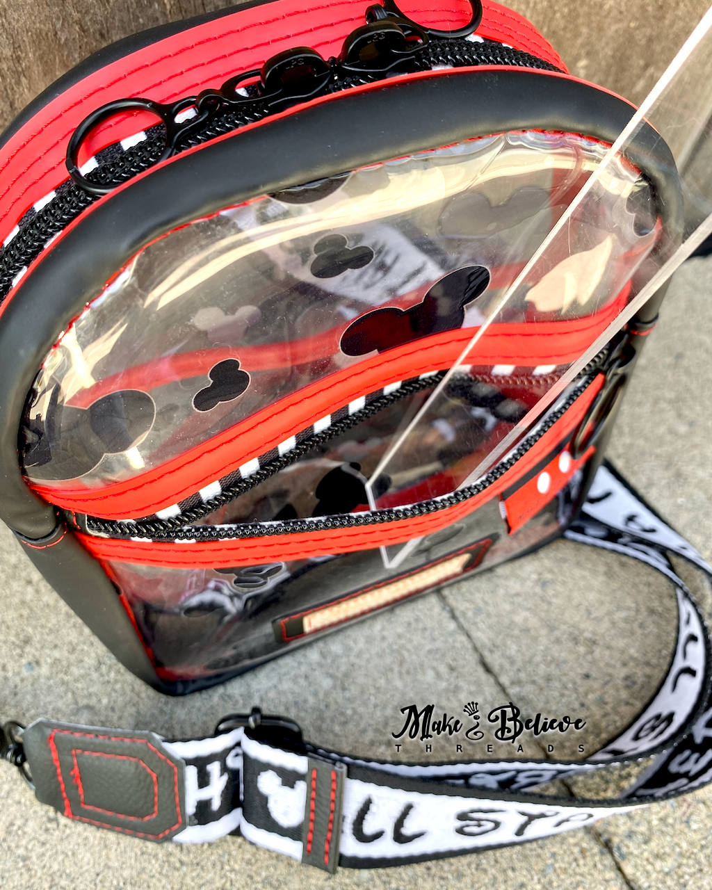 Clear, Red, and Black Mouse Heads Mini Crossbody Sling