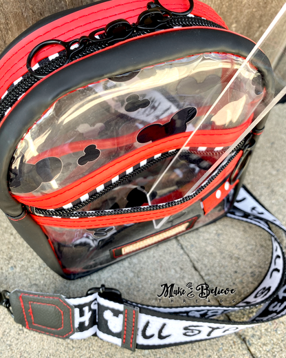 Clear, Red, and Black Mouse Heads Mini Crossbody Sling