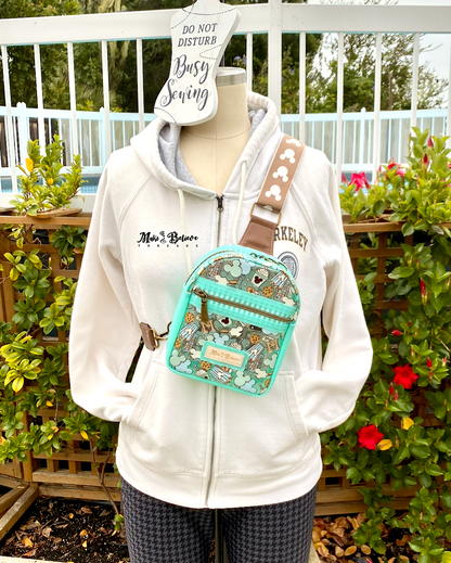Clear and Light Aqua Jelly Mouse Park Snacks Crossbody Sling