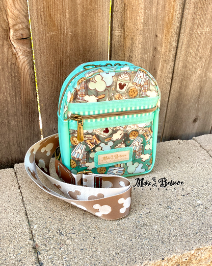 Clear and Light Aqua Jelly Mouse Park Snacks Crossbody Sling