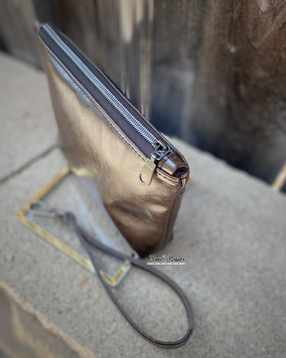 Debossed Space Wars Saddle Brown Pouch with Wristlet Strap