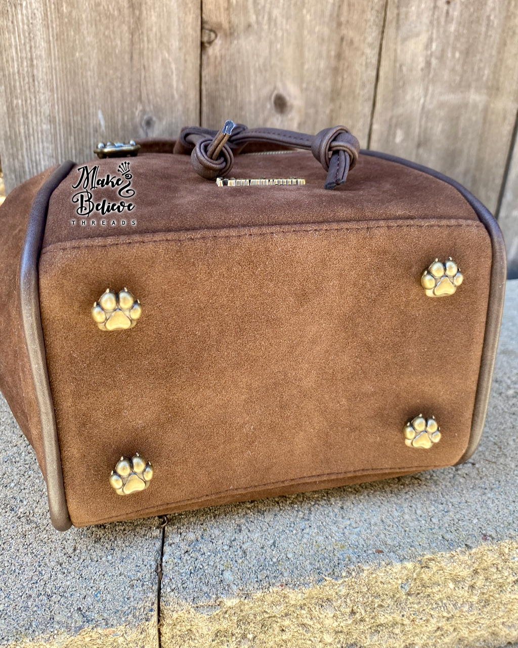 Feline Fine Brown Faux Suede Crossbody Bag