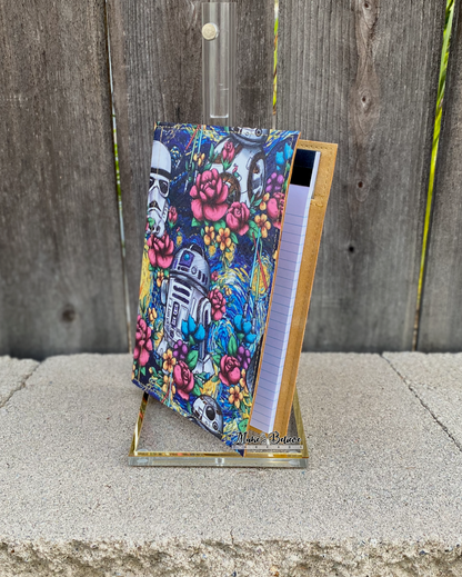 Floral Space Wars with Yellow Jr. Notepad Cover
