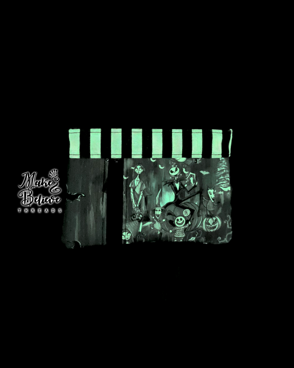GITD Black & White Striped NBC Characters Mini Zip Wallet