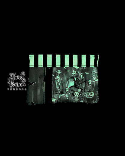 GITD Black & White Striped NBC Characters Mini Zip Wallet