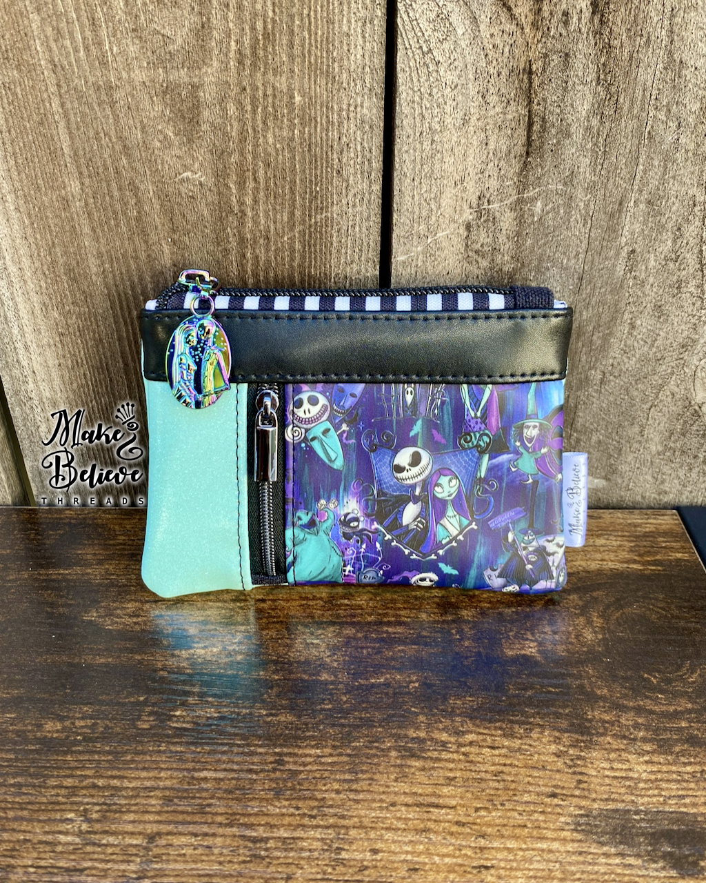 GITD Glitter Mint NBC Characters Mini Zip Wallet