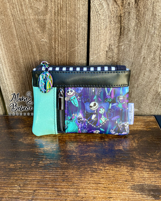 GITD Glitter Mint NBC Characters Mini Zip Wallet