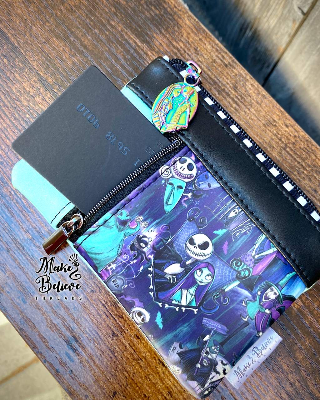GITD Glitter Mint NBC Characters Mini Zip Wallet