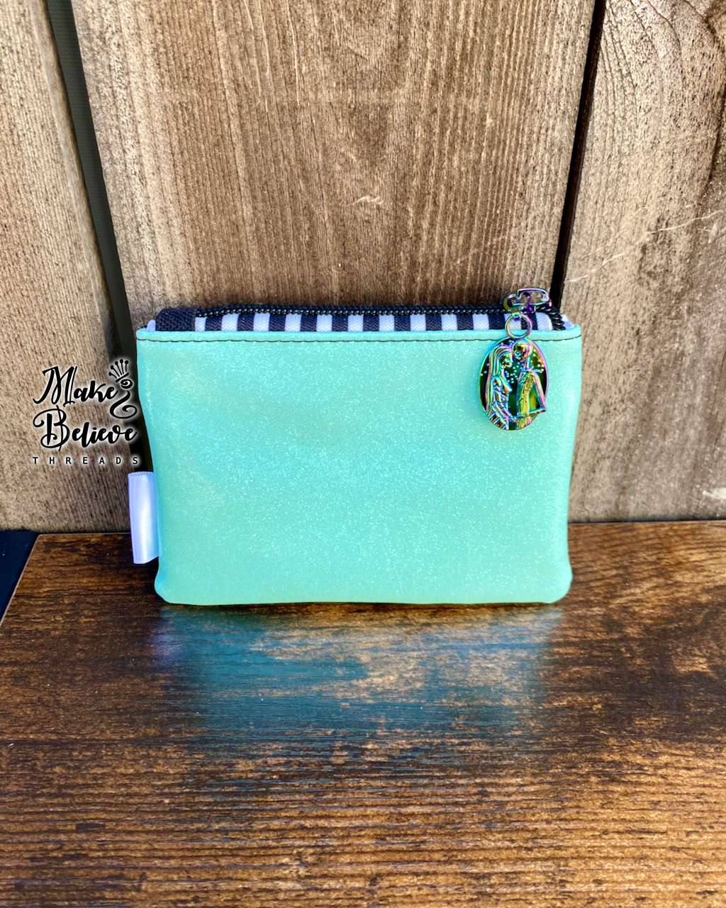 GITD Glitter Mint NBC Characters Mini Zip Wallet