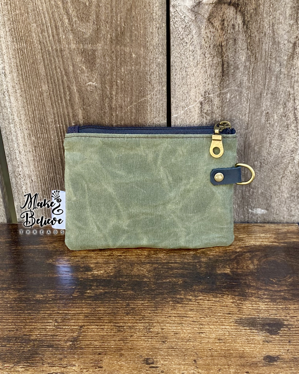 Green Waxed Canvas Grimm/Fairytales Mashup Mini Zip Wallet