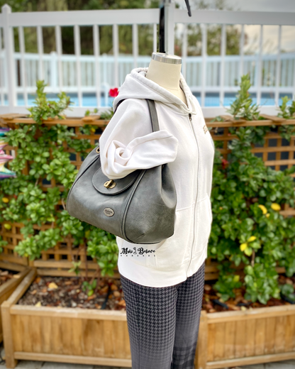 Grey Faux Leather Sequoia Shoulder Bag
