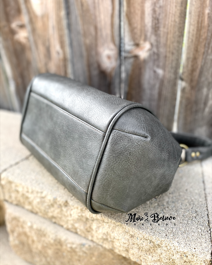 Grey Faux Leather Sequoia Shoulder Bag