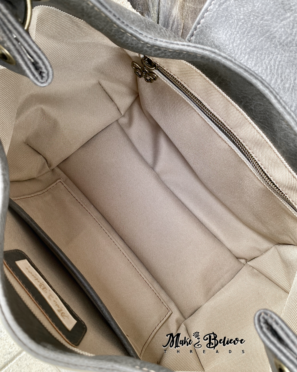 Grey Faux Leather Sequoia Shoulder Bag