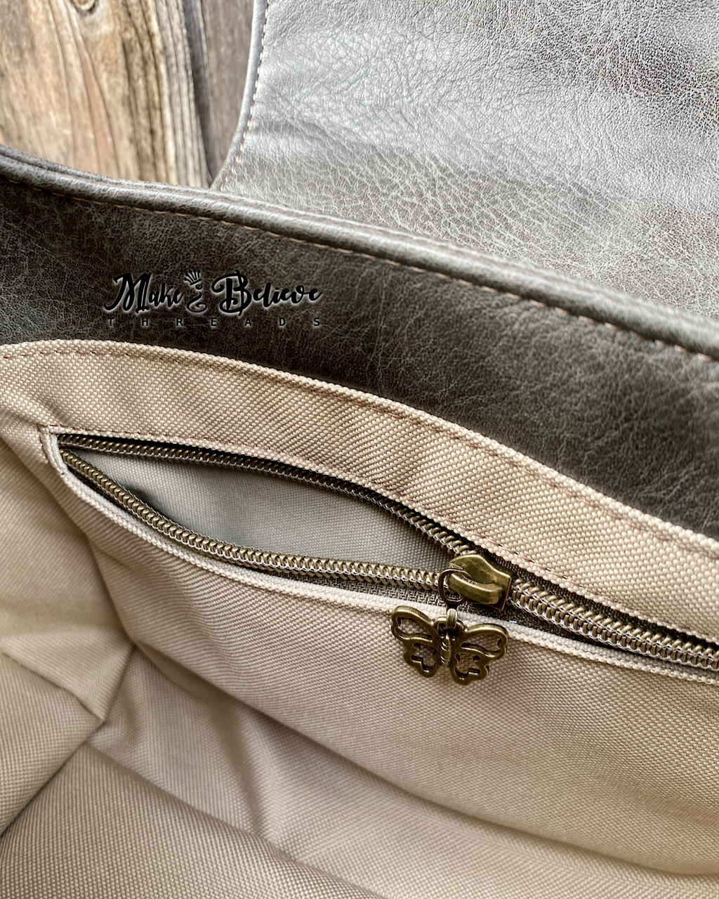 Grey Faux Leather Sequoia Shoulder Bag