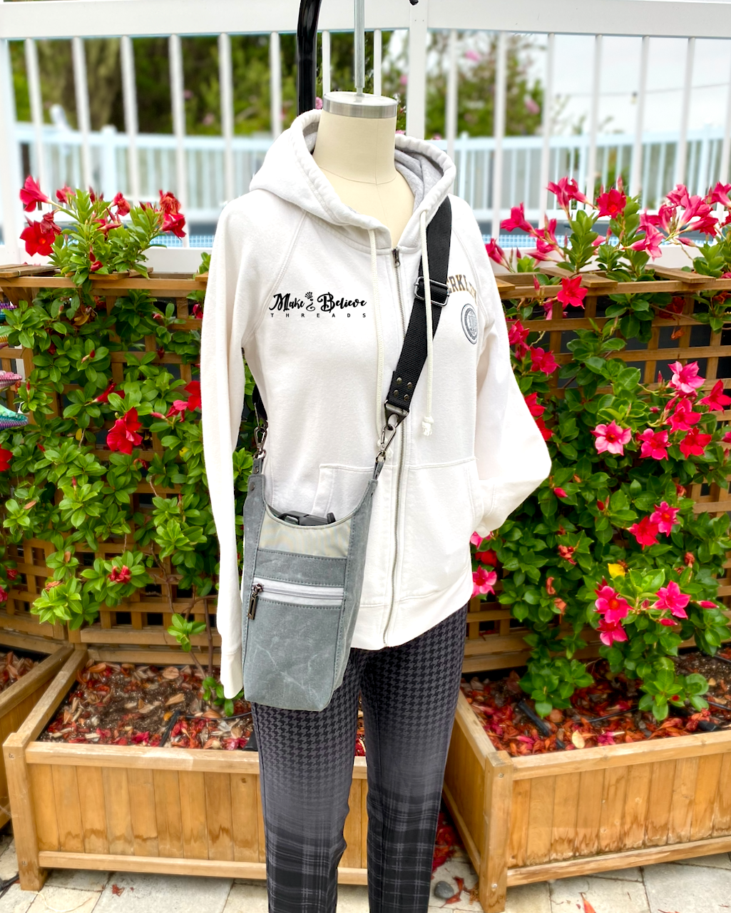 Grey Waxed Canvas Water Bottle Carrier