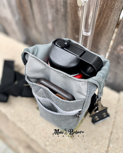 Grey Waxed Canvas Water Bottle Carrier