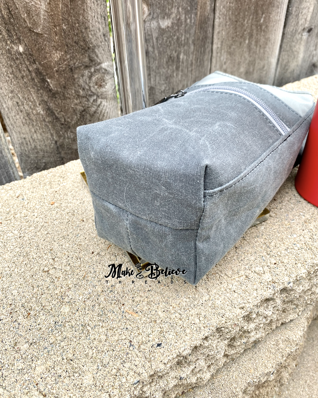 Grey Waxed Canvas Water Bottle Carrier