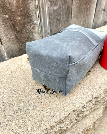 Grey Waxed Canvas Water Bottle Carrier