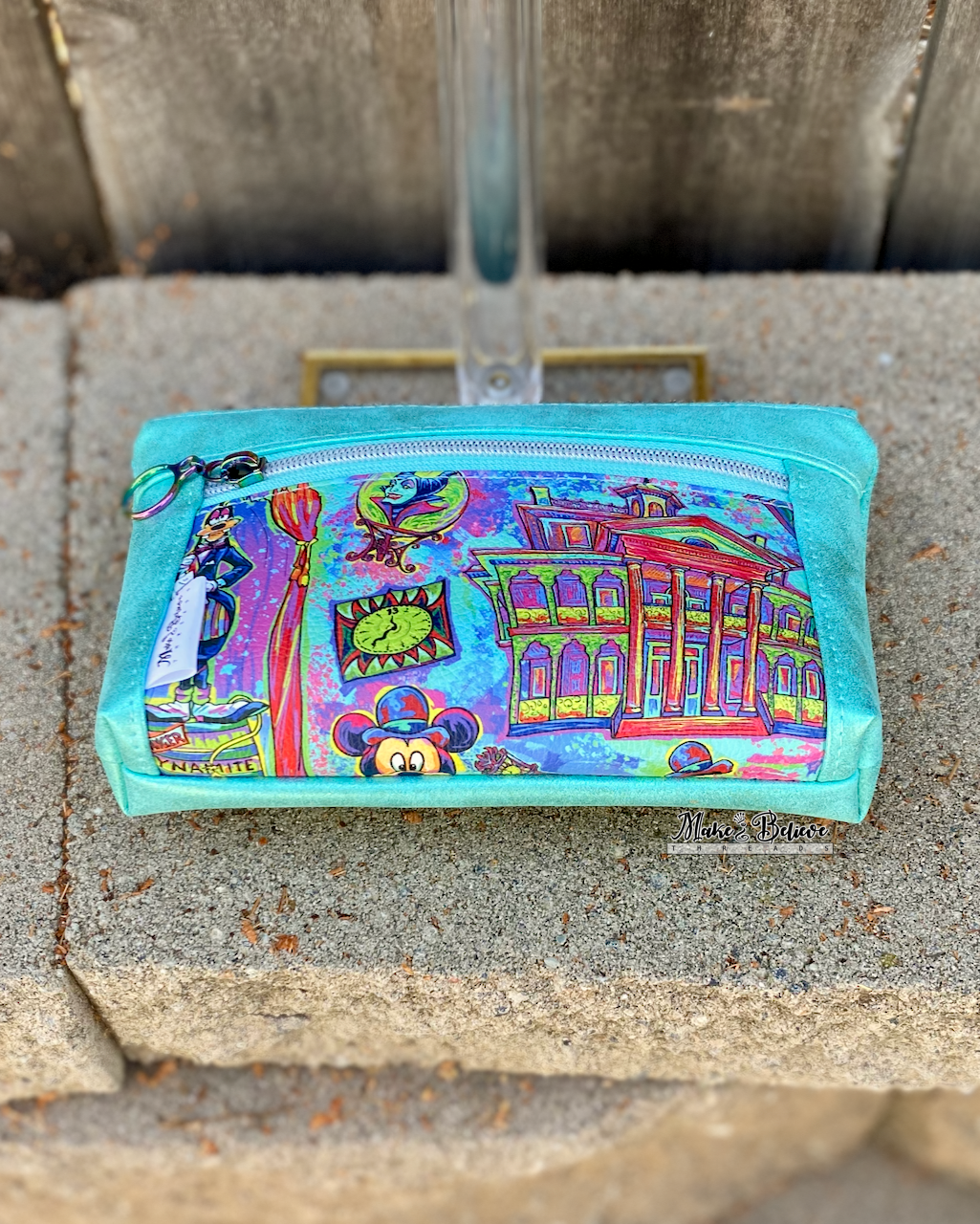 Haunted Mashup Distressed Mint Pouch with Wristlet Strap