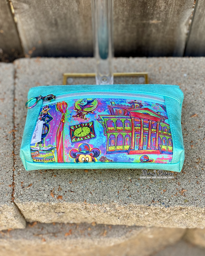 Haunted Mashup Distressed Mint Pouch with Wristlet Strap