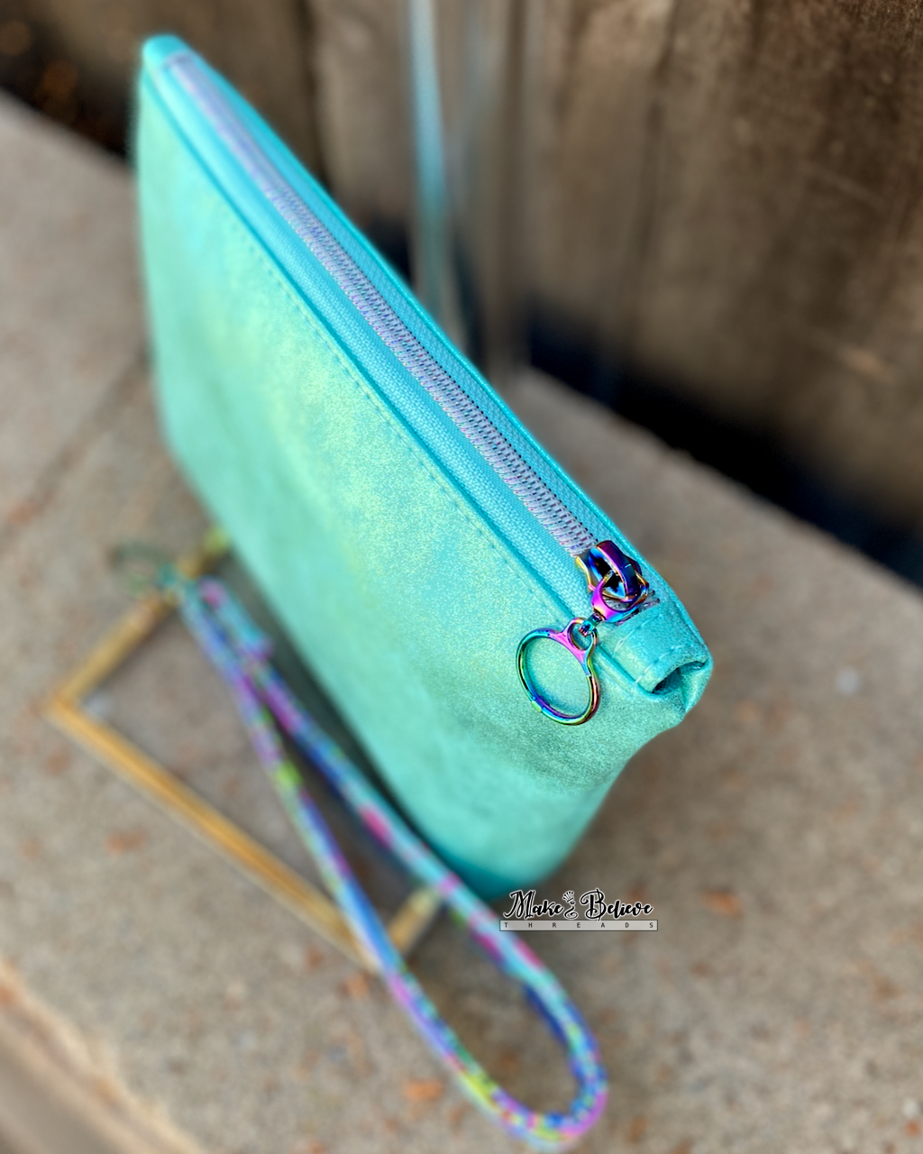 Haunted Mashup Distressed Mint Pouch with Wristlet Strap