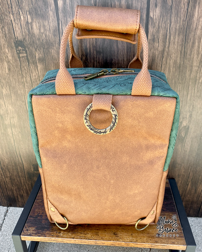 Small Green and Brown Debossed LOTR Making Backpack