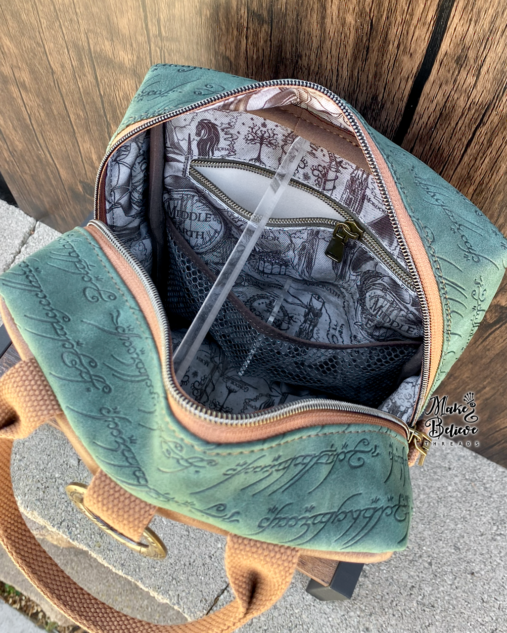 Small Green and Brown Debossed LOTR Making Backpack