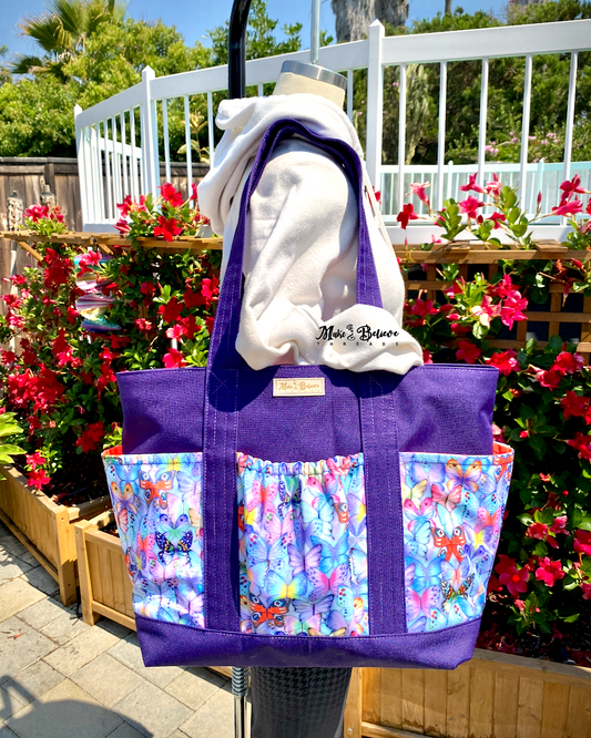 Purple and Orange Beach Bag with Butterflies
