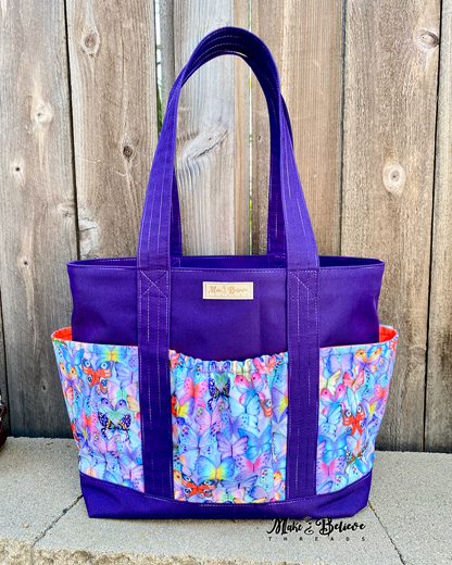 Purple and Orange Beach Bag with Butterflies