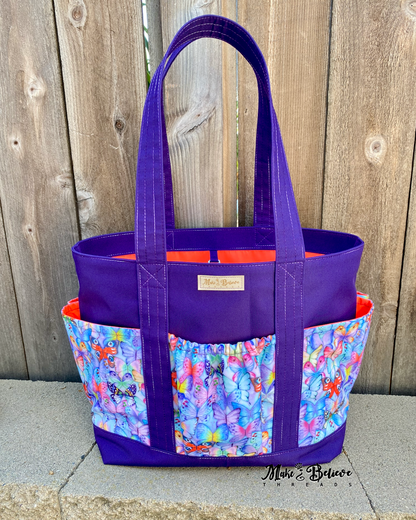 Purple and Orange Beach Bag with Butterflies