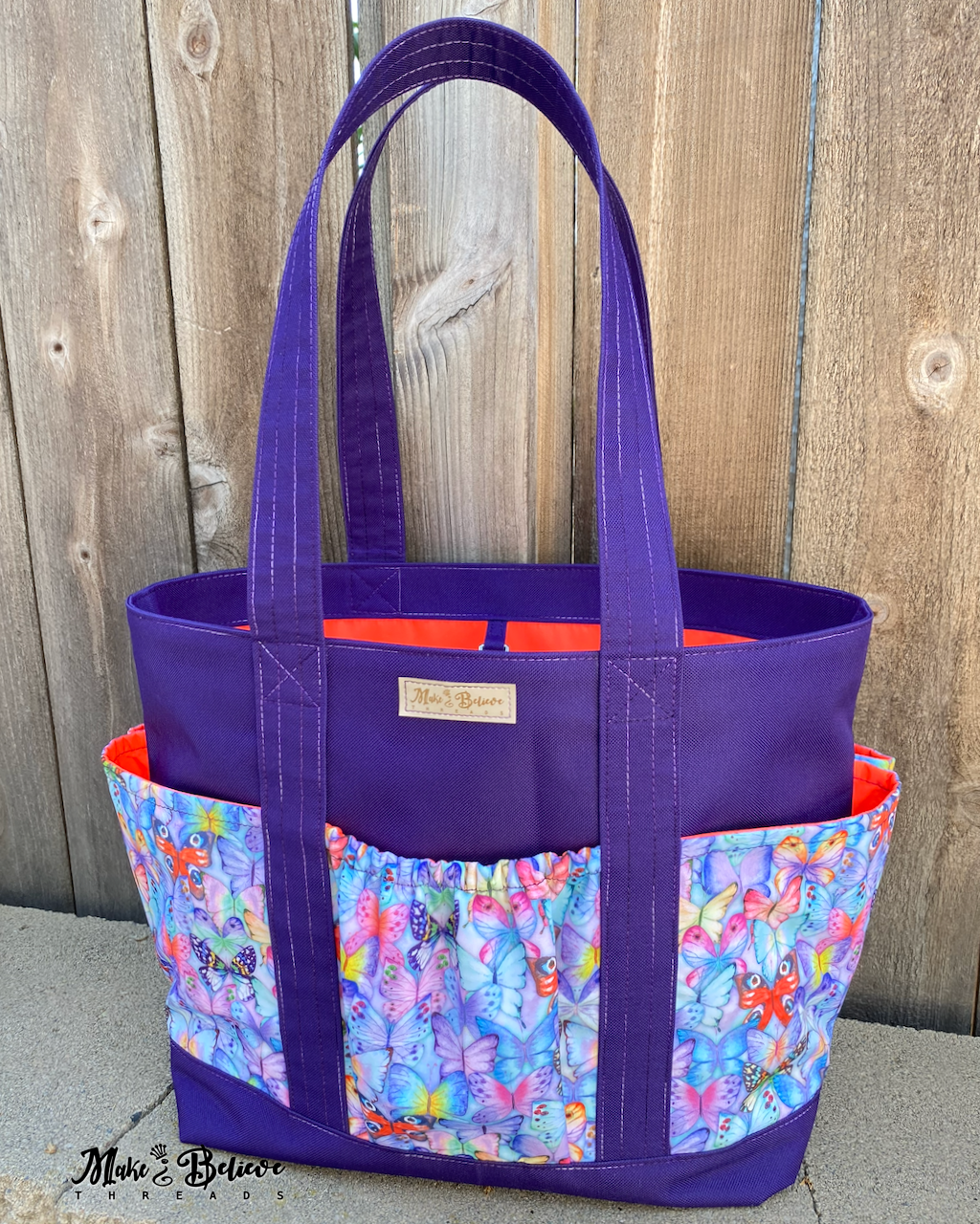 Purple and Orange Beach Bag with Butterflies