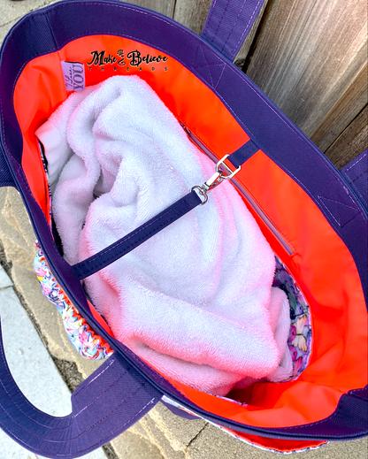 Purple and Orange Beach Bag with Butterflies