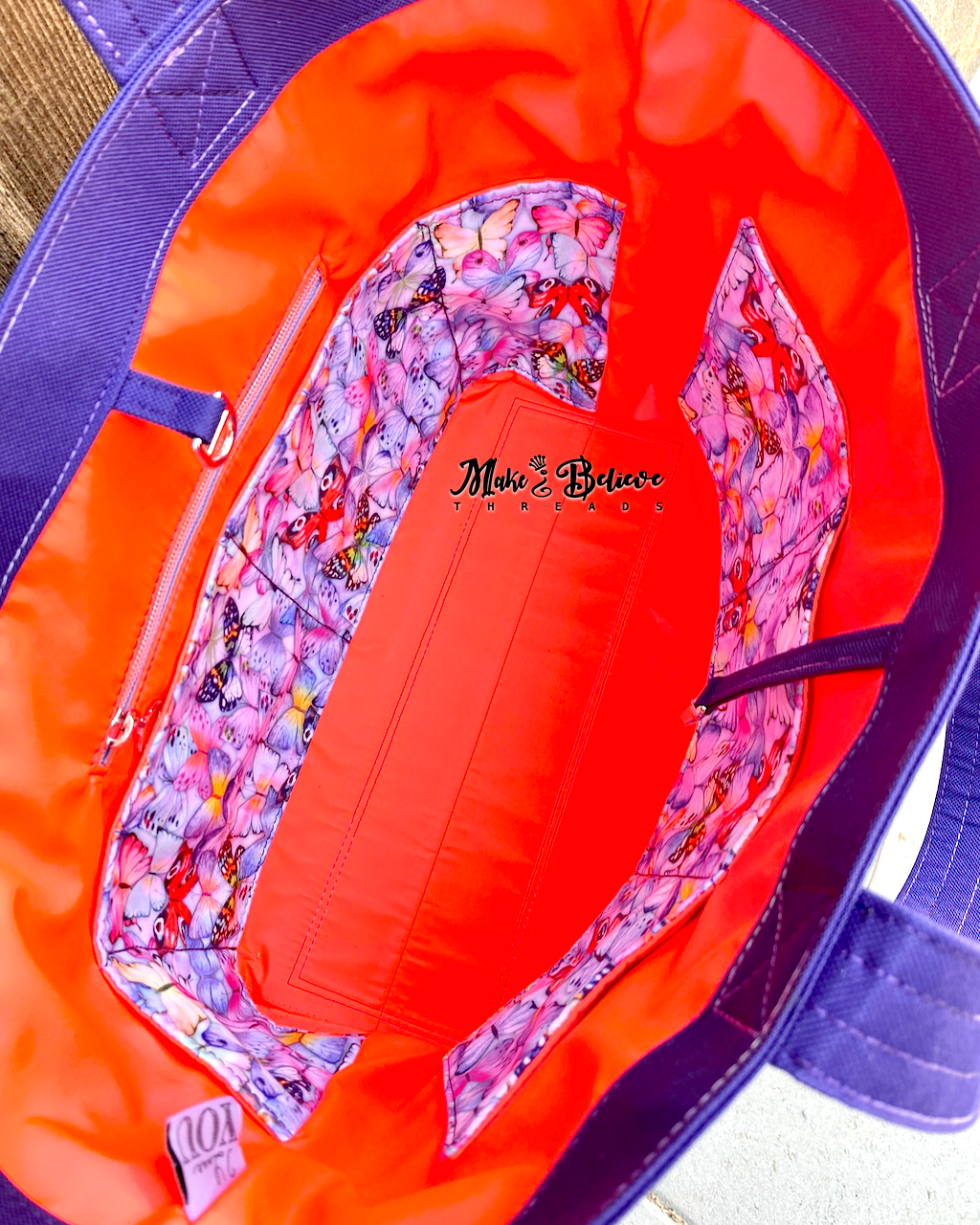 Purple and Orange Beach Bag with Butterflies