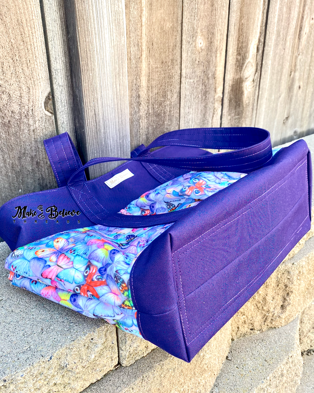 Purple and Orange Beach Bag with Butterflies