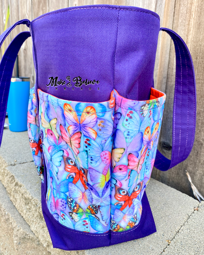 Purple and Orange Beach Bag with Butterflies
