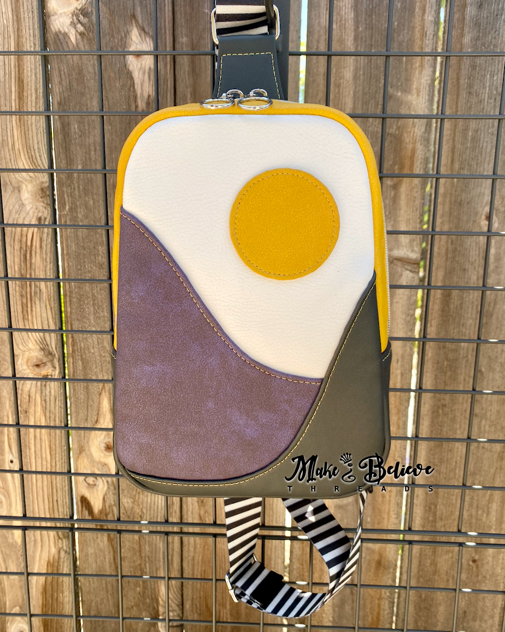 Yellow, White, Purple, and Black Nonbinary Pride Medium-Sized Sling Bag