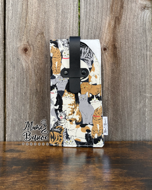 Japanese Canvas Neutral Cats Glasses Sleeve