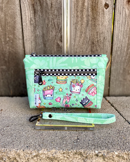 Kawaii Snacks Tropical Green Pouch with Wristlet Strap