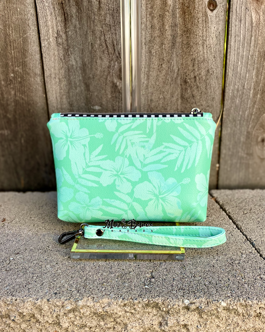 Kawaii Snacks Tropical Green Pouch with Wristlet Strap