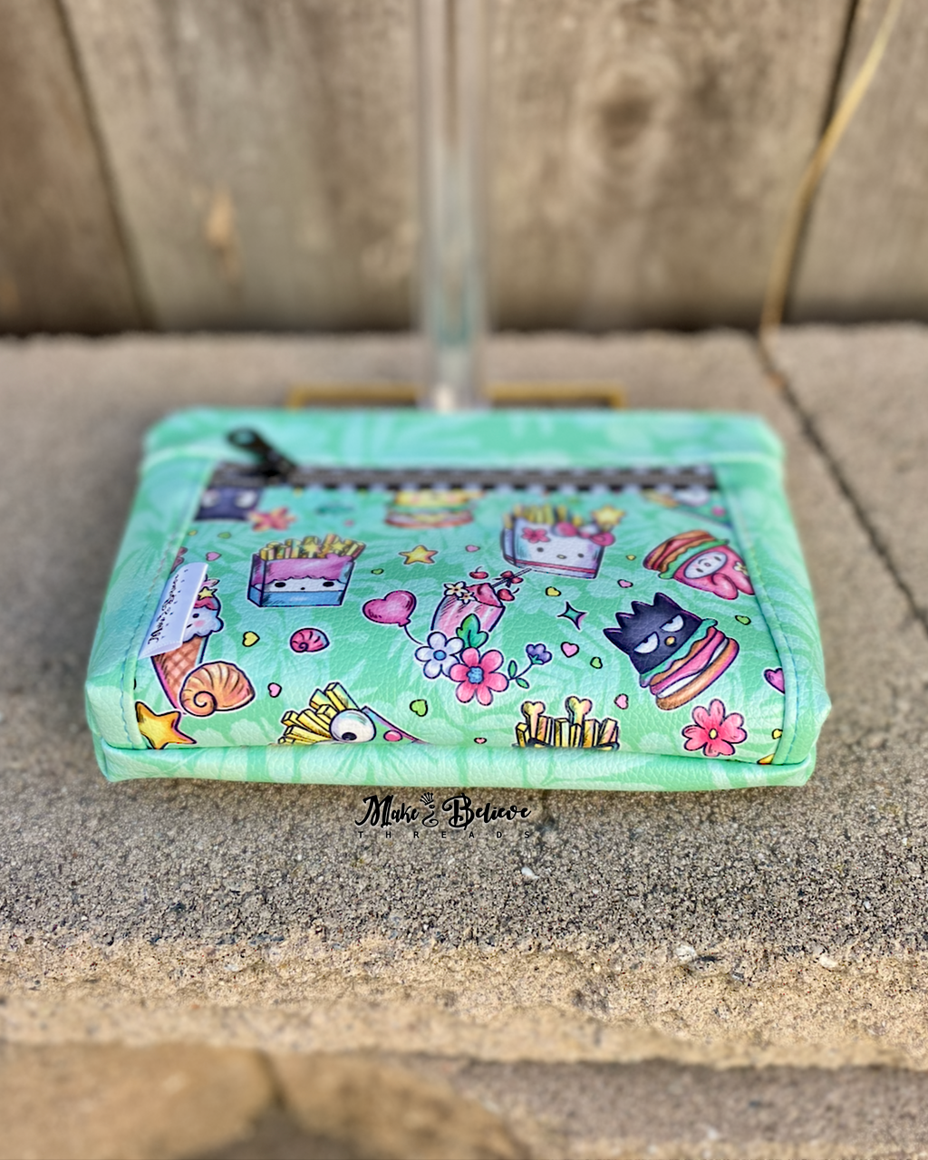 Kawaii Snacks Tropical Green Pouch with Wristlet Strap