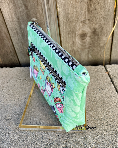 Kawaii Snacks Tropical Green Pouch with Wristlet Strap