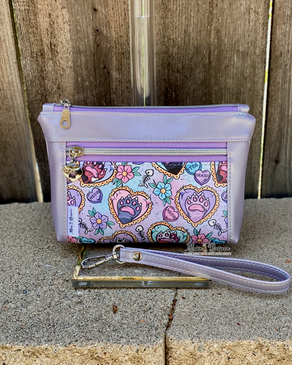 Kitty Toe Beans Shimmering Lavender Pouch with Wristlet Strap
